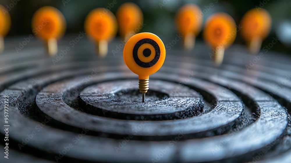 A wooden target with a bullseye, blurred background adding a sense of focus. A wooden target with a bullseye, blurred background adding a sense of focus.