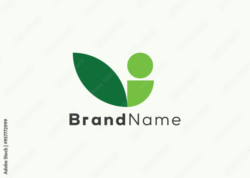Minimalist eco man logo design template. Modern style leaf man logo Minimalist eco man logo design template. Modern style leaf man logo