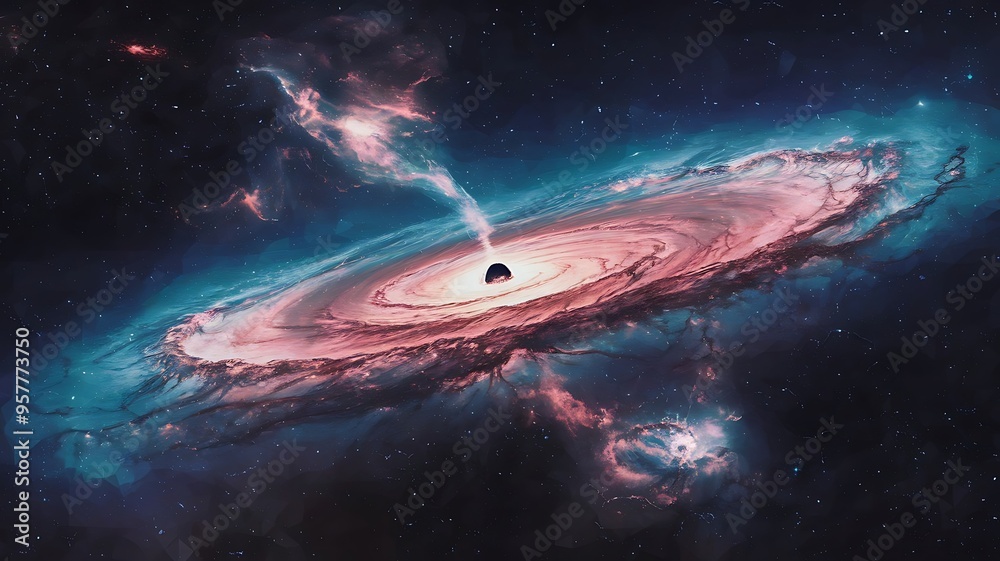 High Quality Realistic Pixel Art Photograph Of Distant Swirling Galaxy 