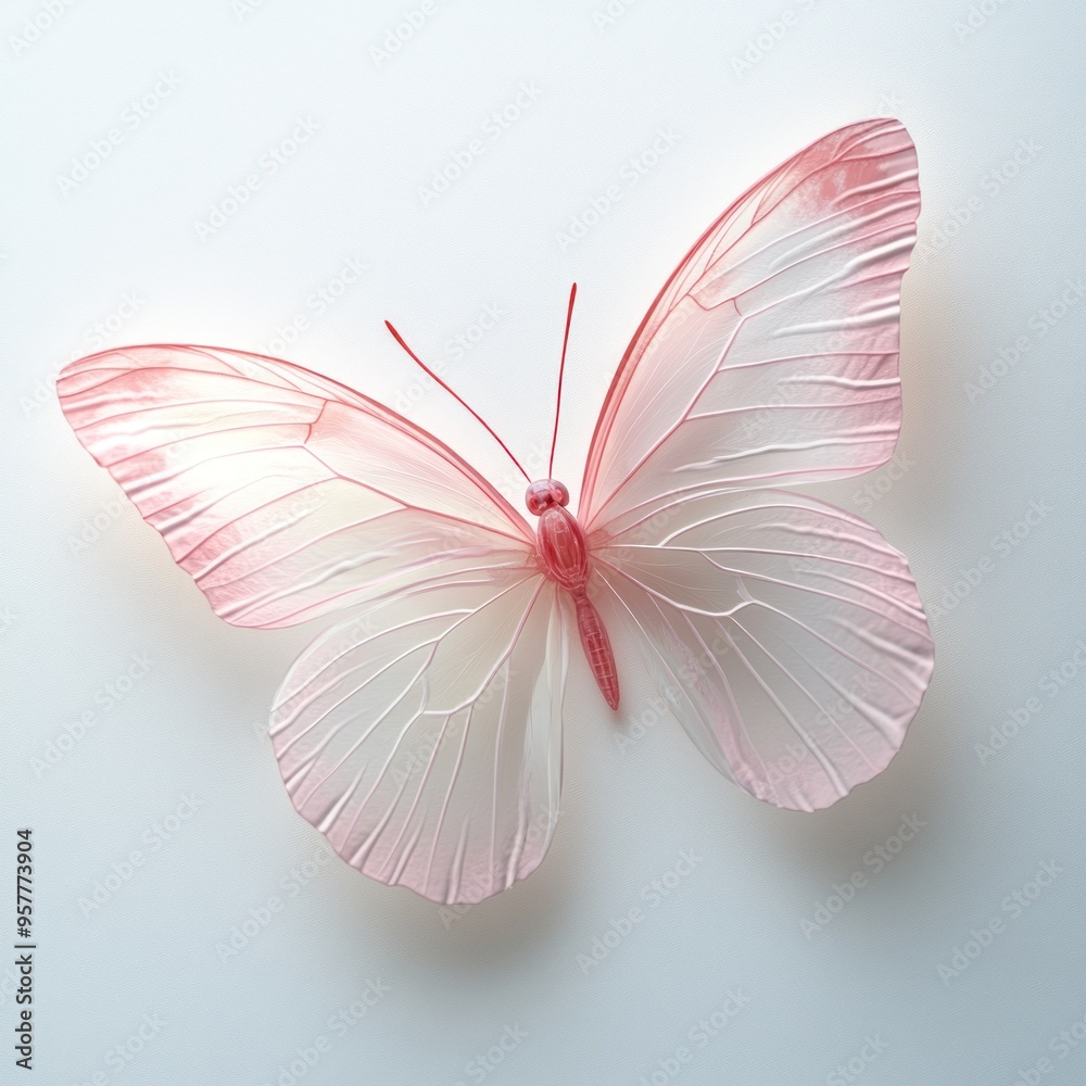 Delicate Pink Butterfly with White Veined Wings Delicate Pink Butterfly with White Veined Wings