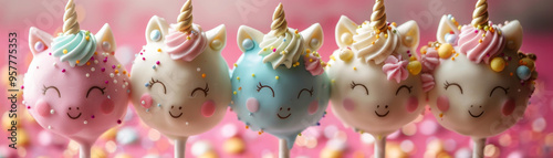 Vibrant and Whimsical Unicorn Themed Cake Pops for Celebratory Occasions