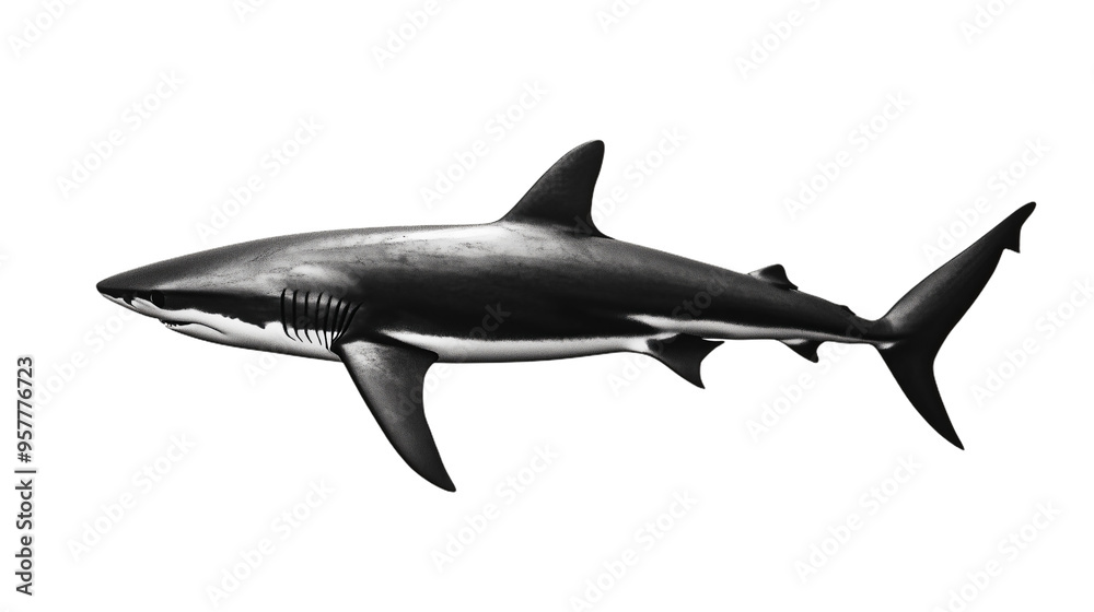 A blacktip shark swims through the water, its fins and tail moving gracefully A blacktip shark swims through the water, its fins and tail moving gracefully