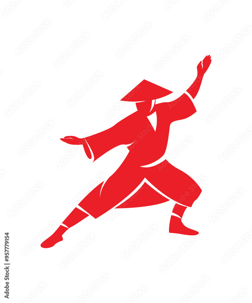 Man samurai in red silhouette logo icon design template illustration Man samurai in red silhouette logo icon design template illustration