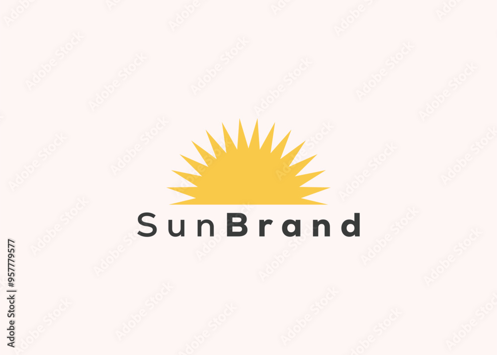 Fototapeta premium Minimalist sun logo design template. Modern style sun logo