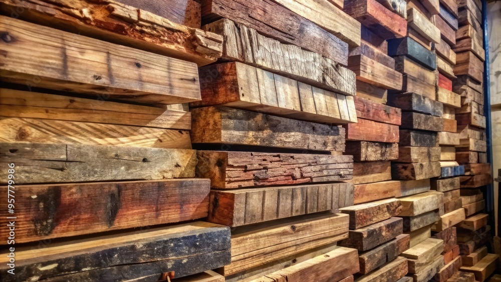 Stacked wooden planks create a rustic texture. Stacked wooden planks create a rustic texture.