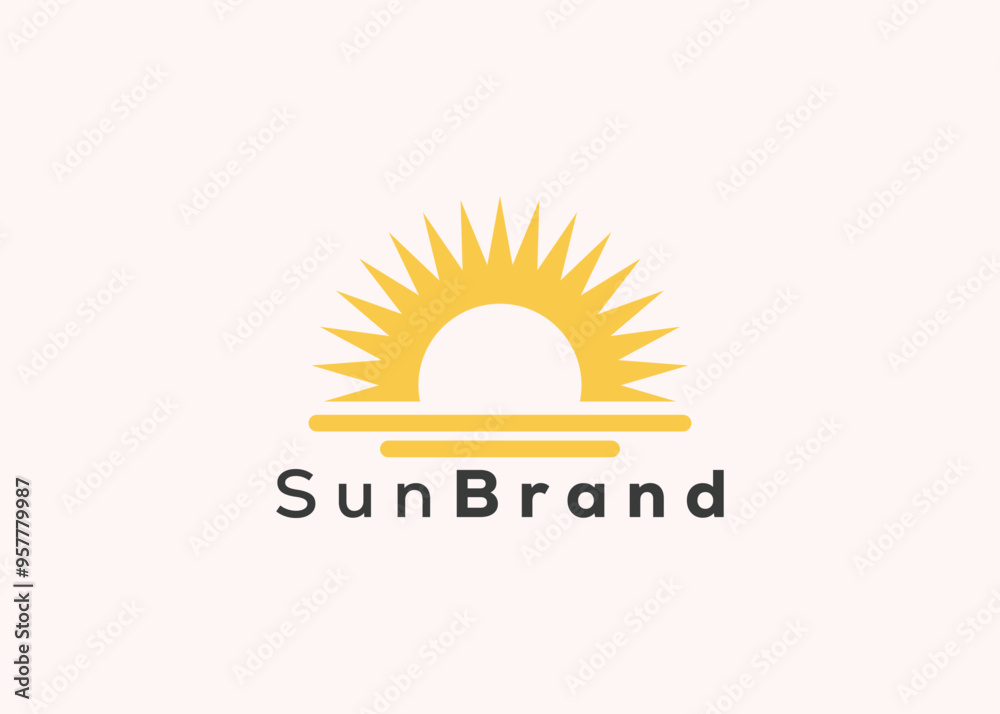 Fototapeta premium Minimalist sun logo design template. Modern style sun logo