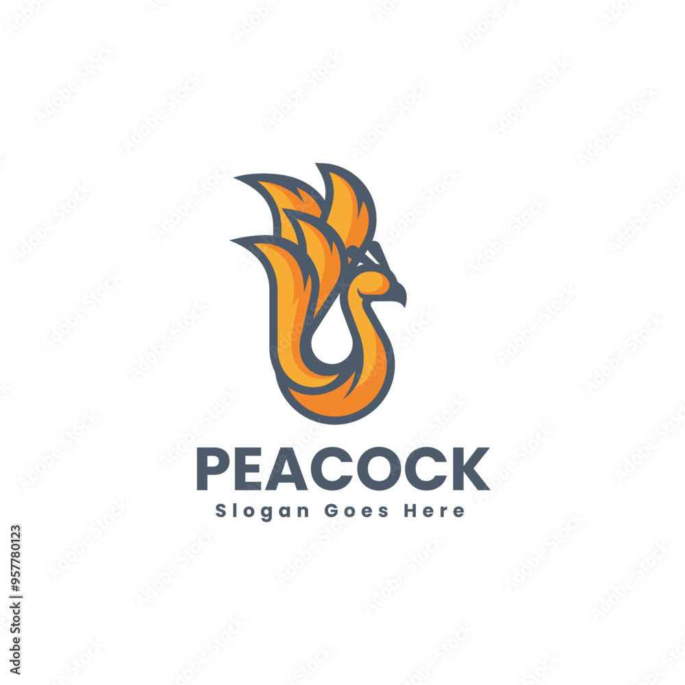 Vector Logo Illustration Peacock Simple Mascot Style Vector Logo Illustration Peacock Simple Mascot Style