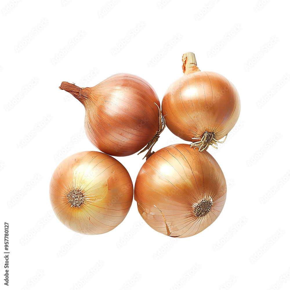 Fototapeta premium Fresh Onion and half isolated on a transparent background. Generative AI