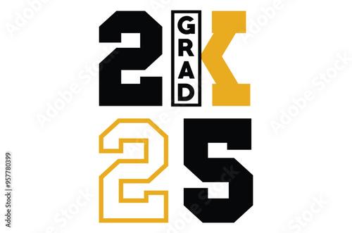 PrintClass of 2025 svg, Graduation SVG, Senior 2k25 Svg, Graduation T shirt, silhouette, Christmas svg, Cut File Cricut, Education Hand drawn lettering, vector illustration of a graduating class of 25
