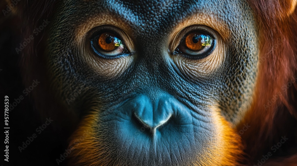 Close-Up Orangutan Photo, Endangered Primate, Protected Species, Wildlife Conservation, Orangutan in Nature, Endangered Species Photography, Orangutan Portrait, Rare Wildlife Image, Conservation Aware Close-Up Orangutan Photo, Endangered Primate, Protected Species, Wildlife Conservation, Orangutan in Nature, Endangered Species Photography, Orangutan Portrait, Rare Wildlife Image, Conservation Aware