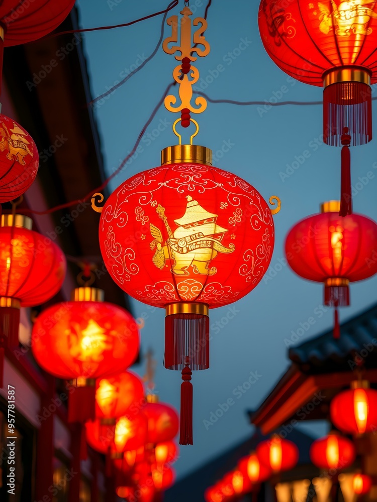 Chinese New Year lantern background with rich red and gold colors
Chinese New Year lantern background with rich red and gold colors