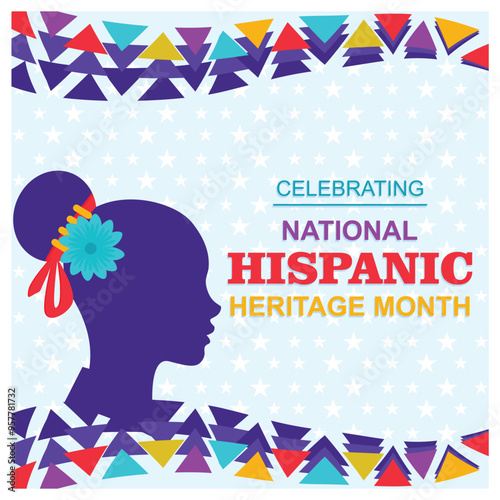 Americans celebrate hispanic heritage month. Get to know the culture and history of Latin people. Hispanic Heritage Month concept. Flat vector illustration.