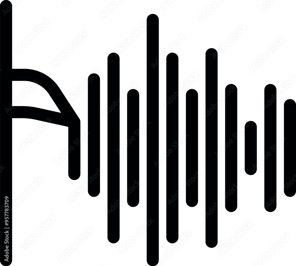 Simple vector icon of a flag waving in the wind and creating a sound wave Simple vector icon of a flag waving in the wind and creating a sound wave