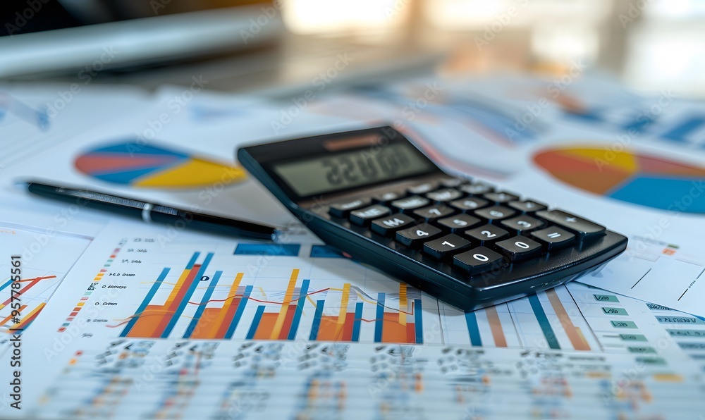 Calculator on financial statement and balance sheeet on desk of auditor. Concept of accounting and audit business. Calculator on financial statement and balance sheeet on desk of auditor. Concept of accounting and audit business.