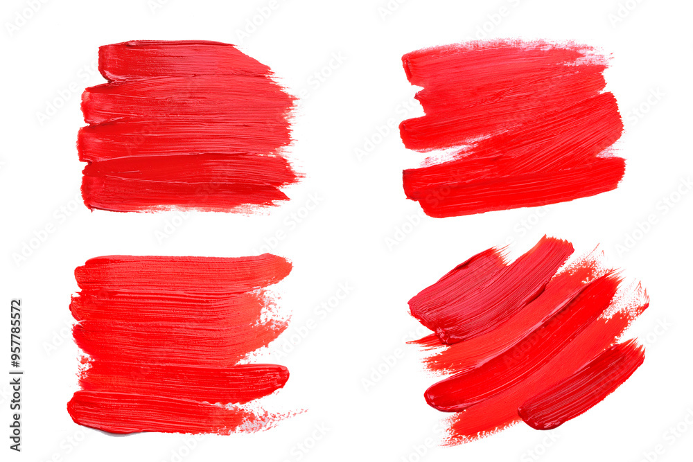Set of Red paint brush, red brush stroke texture on white background. Set of Red paint brush, red brush stroke texture on white background.