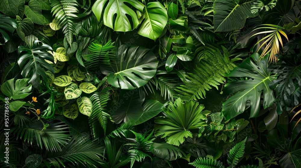 07231249 632. High-resolution background image showcasing dense green foliage of a tropical forest, with various leaf types and textures, evoking a rich and vibrant nature theme 07231249 632. High-resolution background image showcasing dense green foliage of a tropical forest, with various leaf types and textures, evoking a rich and vibrant nature theme