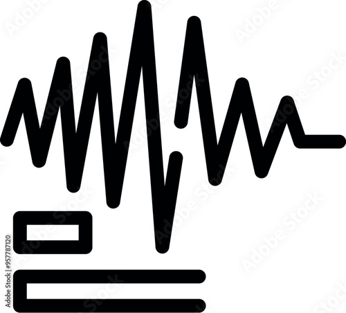 Black icon of an earthquake seismogram with tremors and seismic waves