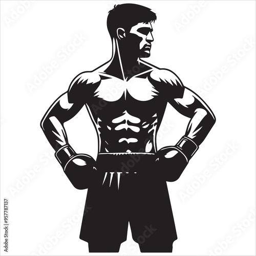 Boxing Boxer Silhouette vector Illustration editable eps 