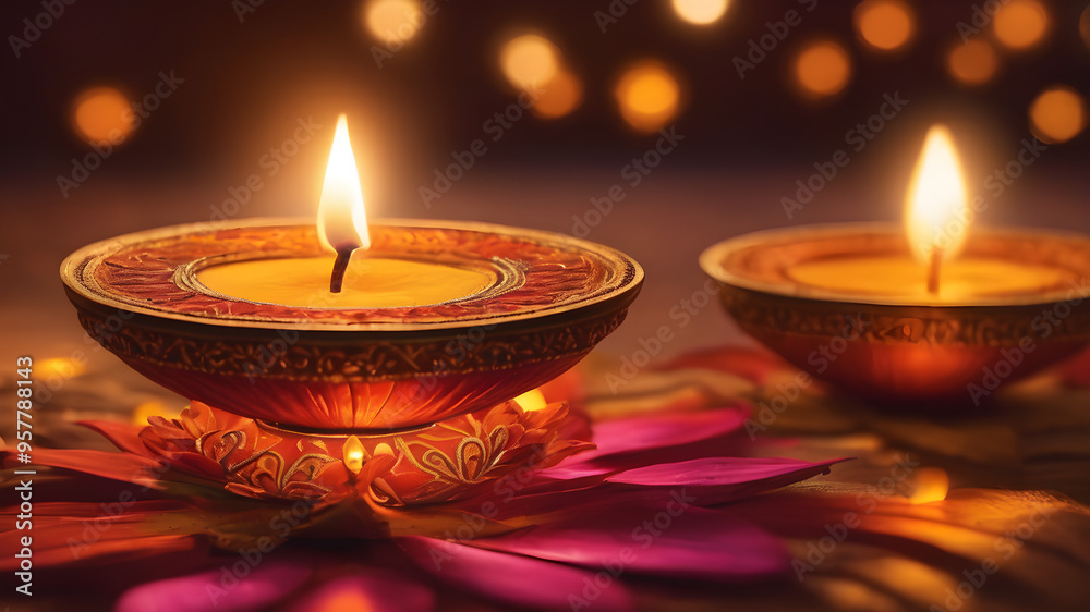 Diwali lamp background with warm, glowing tones
Diwali lamp background with warm, glowing tones
