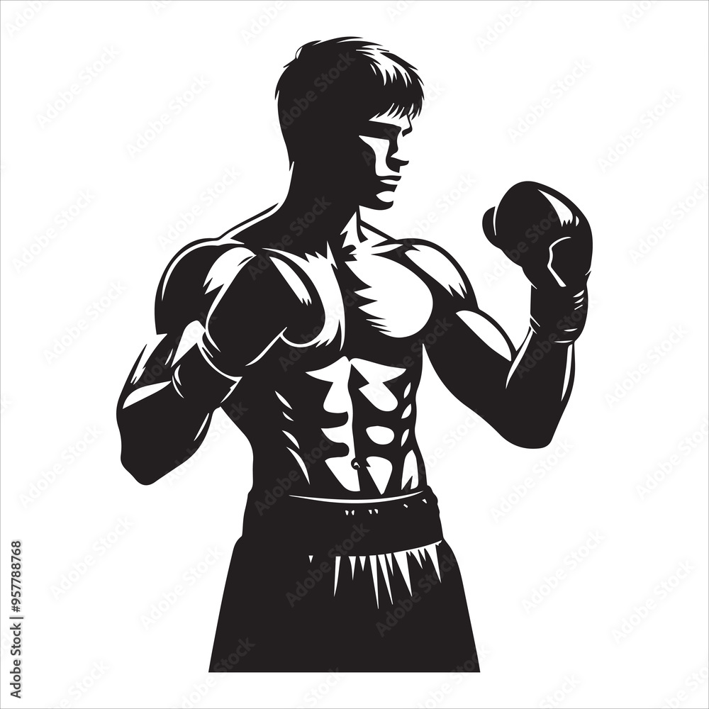 Boxing Boxer Silhouette vector Illustration editable eps Boxing Boxer Silhouette vector Illustration editable eps