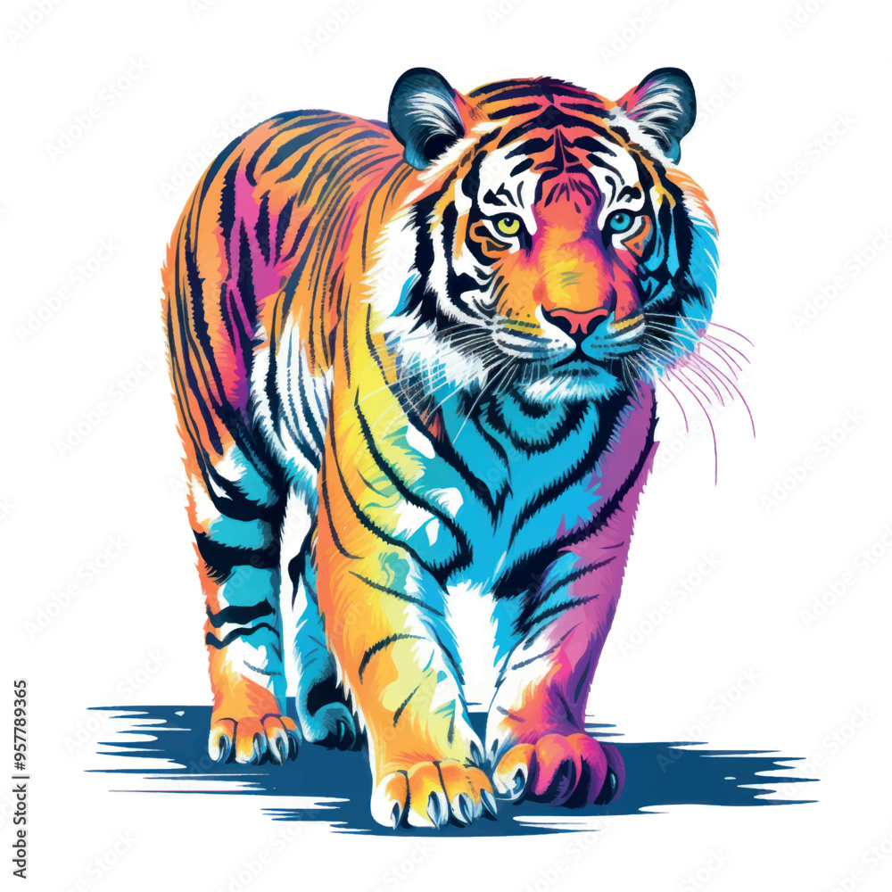 Fototapeta premium Colorful artistic tiger illustration