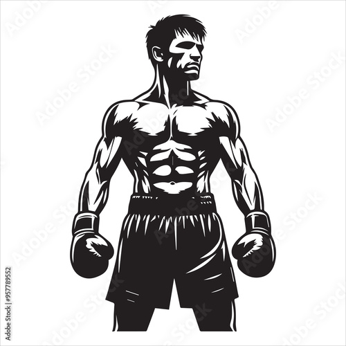 Boxing Boxer Silhouette vector Illustration editable eps 