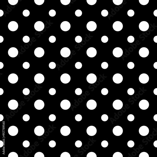 Seamless polka dot black and white