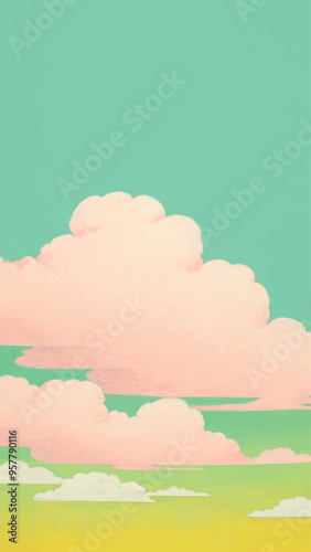 Serene pastel cloudscape illustration