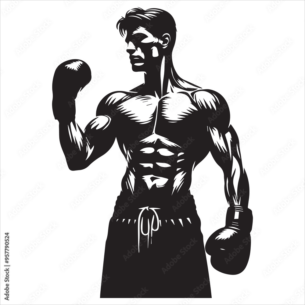 Boxing Boxer Silhouette vector Illustration editable eps Boxing Boxer Silhouette vector Illustration editable eps