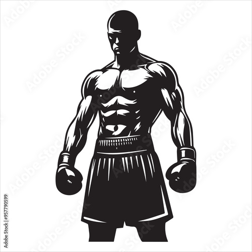 Boxing Boxer Silhouette vector Illustration editable eps 