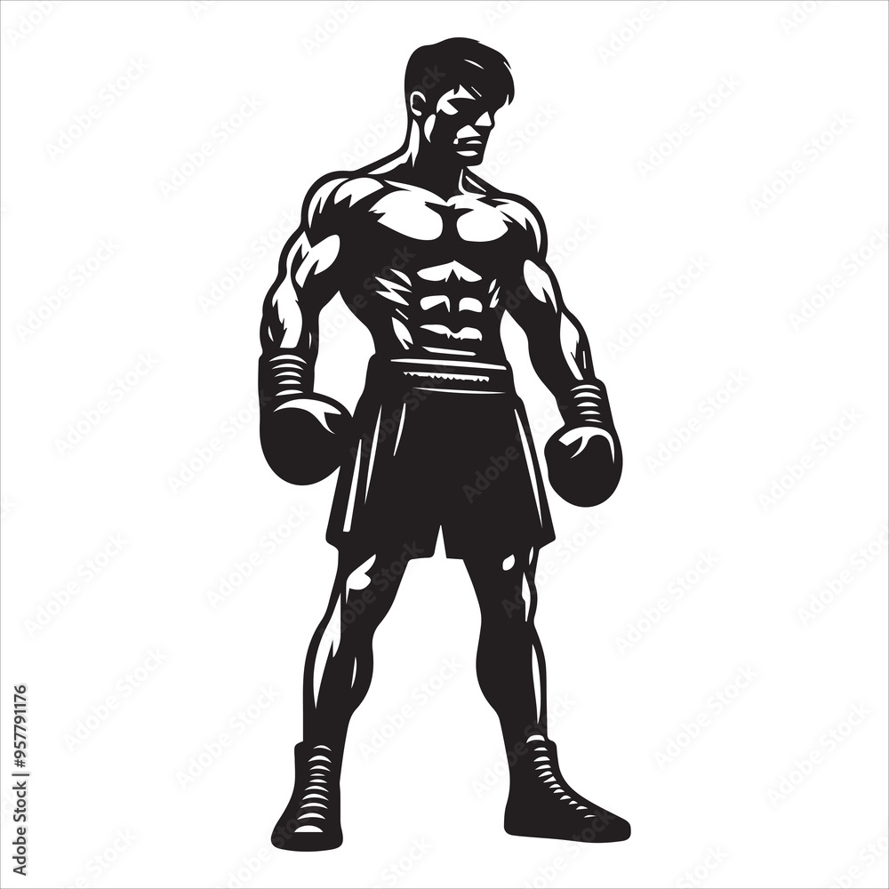 Boxing Boxer Silhouette vector Illustration editable eps Boxing Boxer Silhouette vector Illustration editable eps