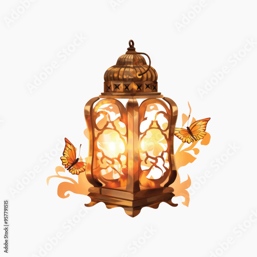Vintage lantern glowing warmly