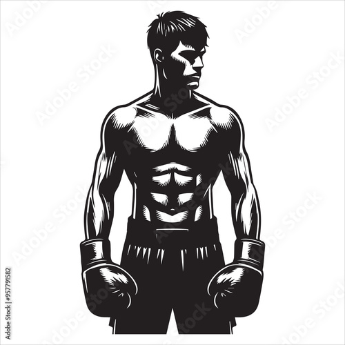 Boxing Boxer Silhouette vector Illustration editable eps 