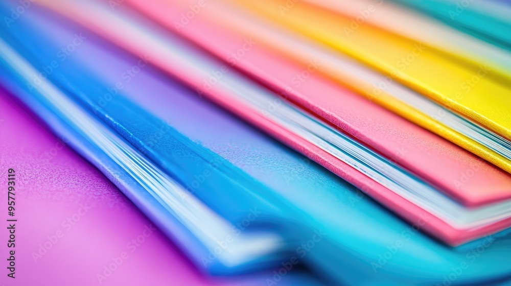 A close-up of multicolored notebooks with their spines visible, highlighting a spectrum of bright and pastel colors. - A close-up of multicolored notebooks with their spines visible, highlighting a spectrum of bright and pastel colors. -
