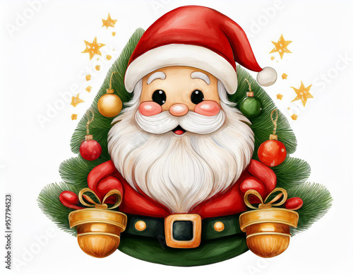 santa claus with christmas tree