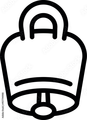 This simple cowbell icon represents a sound making object often used for farm animals