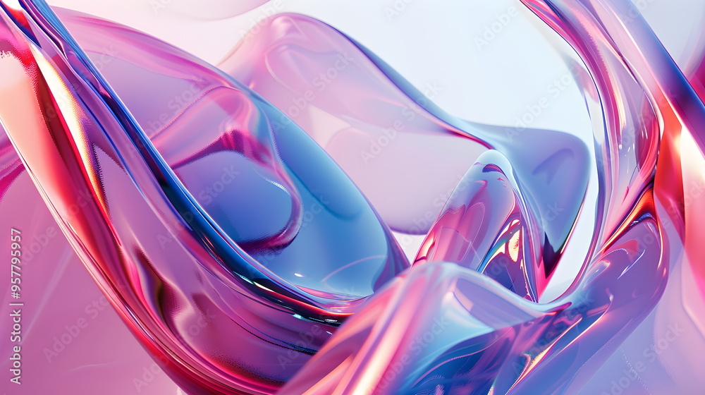 Abstract futuristic background with smooth streamlined glass shapes in pink. Modern design technologies Abstract futuristic background with smooth streamlined glass shapes in pink. Modern design technologies