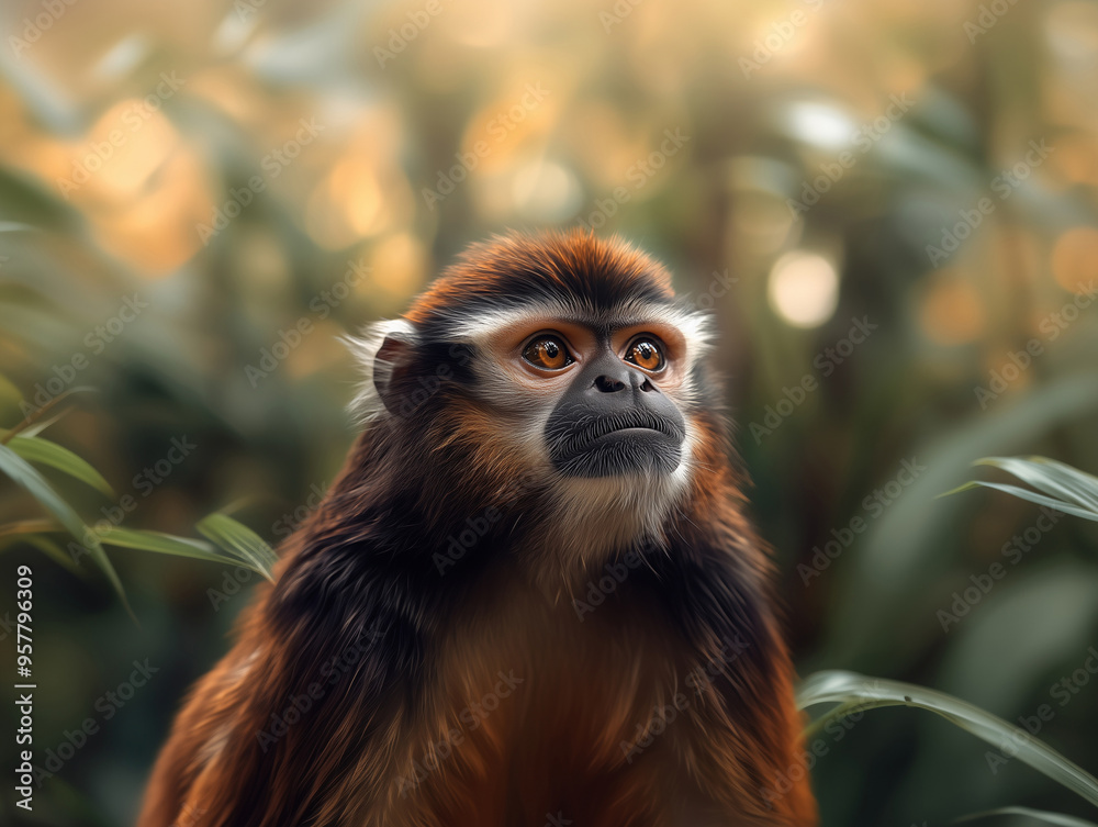 Fototapeta premium De Brazza's Monkey, African Primate, Arboreal Species in the Wild