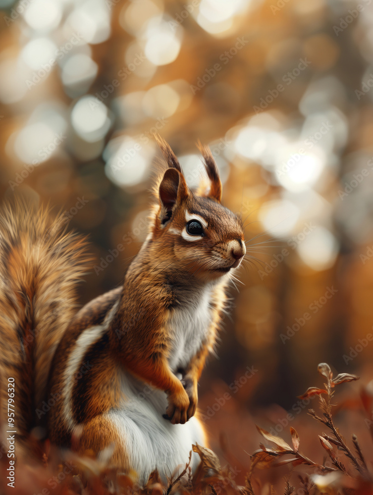 Chipmunk, Tamias, Forest Rodent in Natural Habitat Chipmunk, Tamias, Forest Rodent in Natural Habitat