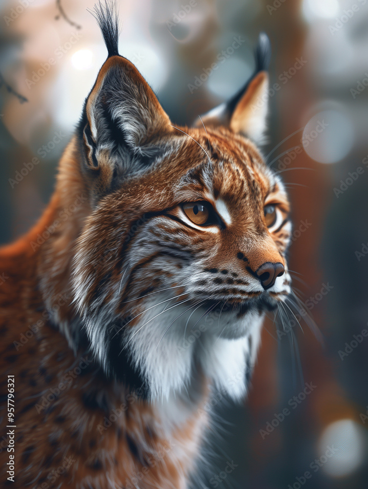 Fototapeta premium Canada Lynx, Lynx in Natural Forest Habitat