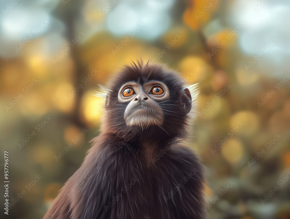 Asian Dusky Langur, Arboreal Primate, Jungle Wildlife Asian Dusky Langur, Arboreal Primate, Jungle Wildlife