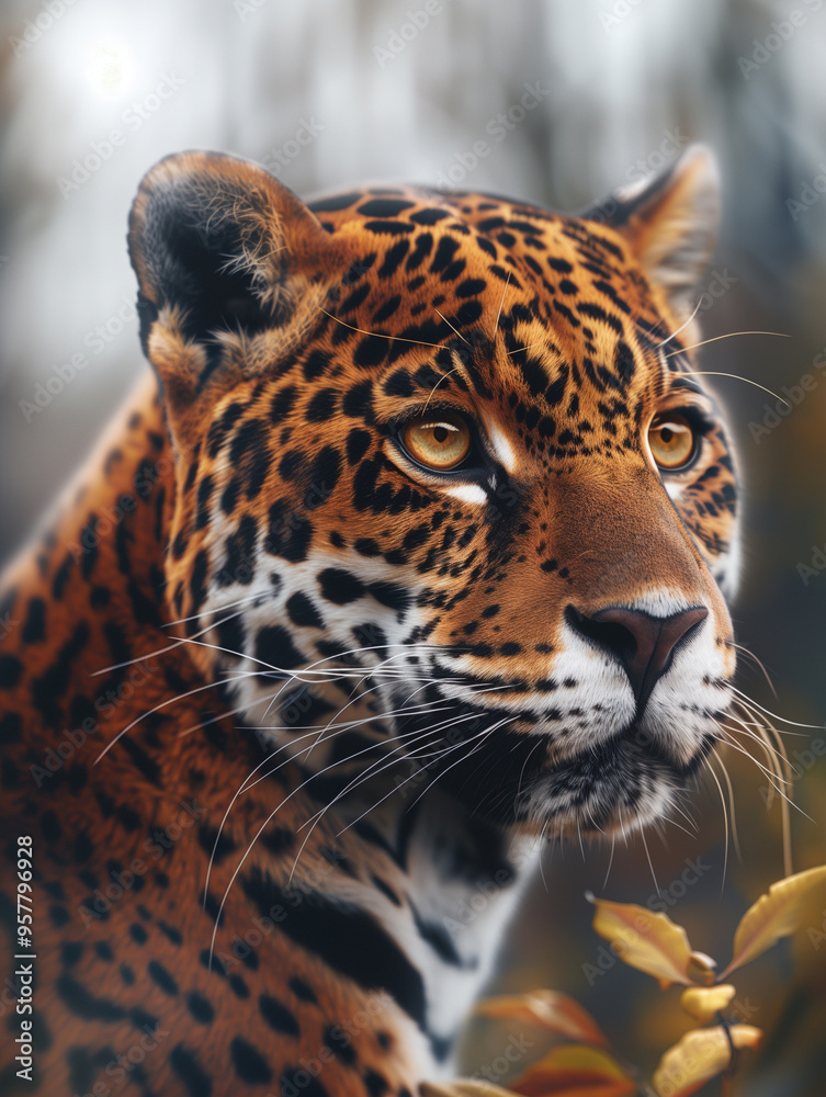 Majestic Jaguar, Wild Cat in Forest, Wildlife Portrait Majestic Jaguar, Wild Cat in Forest, Wildlife Portrait