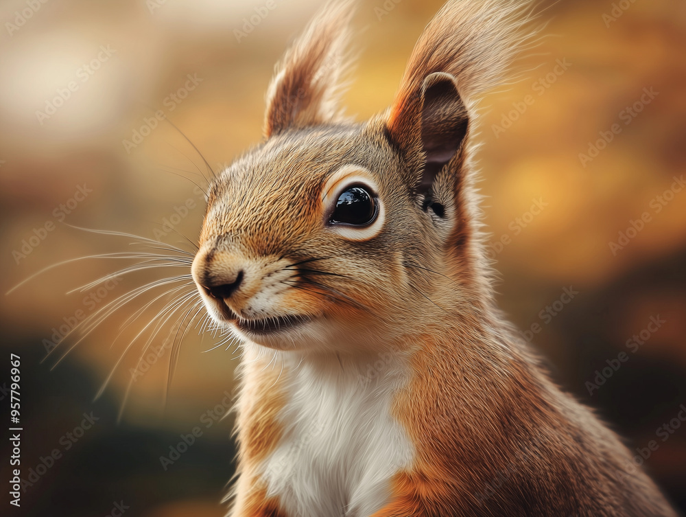 Focused Close Up of a Squirrel, Sciurus, in the Wilderness Focused Close Up of a Squirrel, Sciurus, in the Wilderness