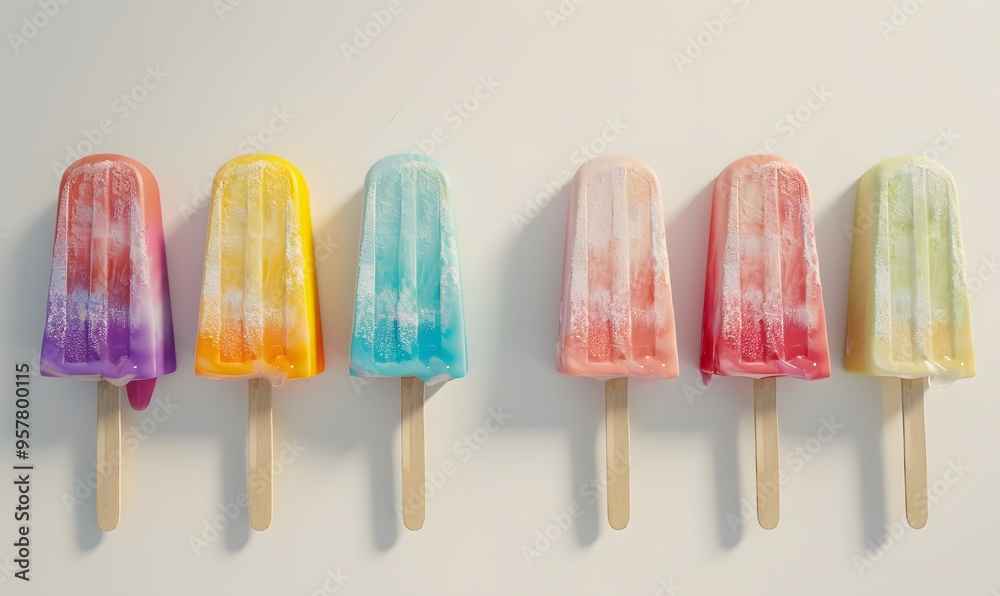 Set of bright ice cream popsicle. 