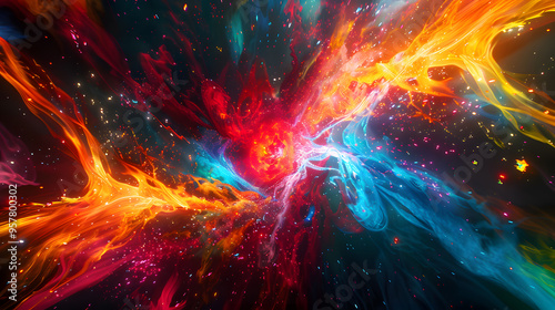 A colorful explosion of light and fire.