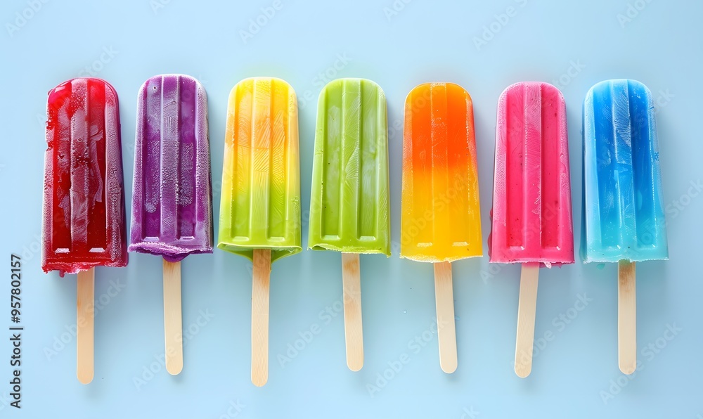 Set of bright ice cream popsicle. Set of bright ice cream popsicle.