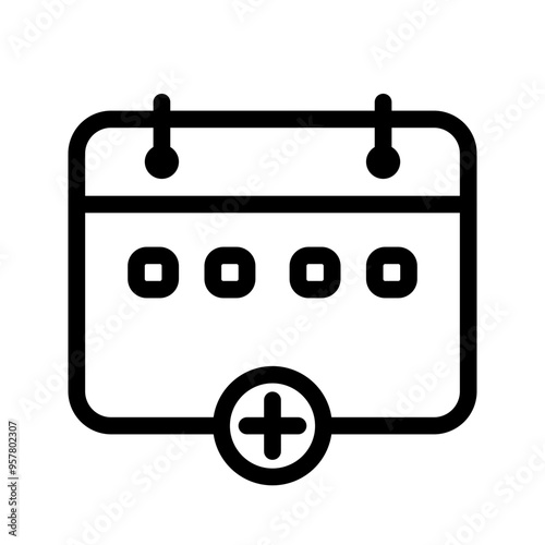 Calendar icon outline style in black color