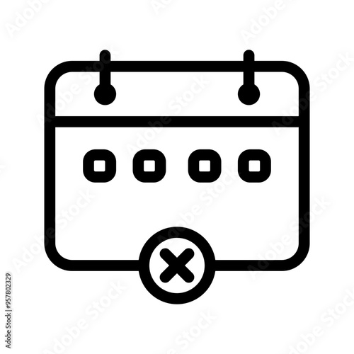 Calendar icon outline style in black color