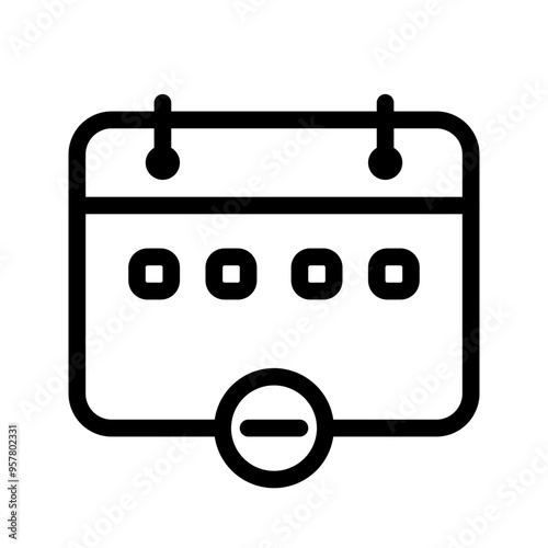 Calendar icon outline style in black color