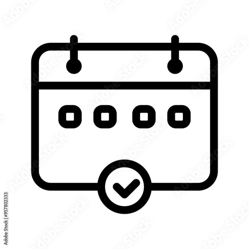 Calendar icon outline style in black color